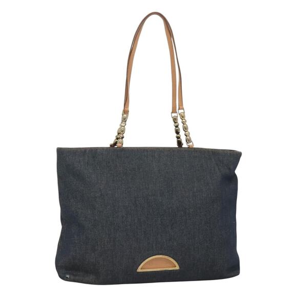 DIOR Tote Bag Denim Navy Gold - Picture 1 of 13